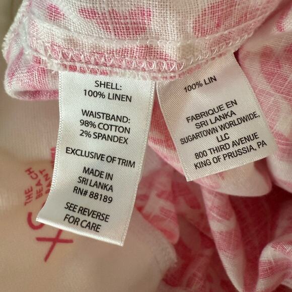 Lilly Pulitzer The Beach Pant XS Get Spotted Pink Lion Leopard Linen Drawstring - Picture 9 of 10